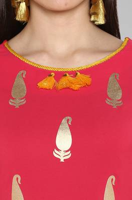 Janasya Janasya Women's Pink Crepe Kurta With Pant 5