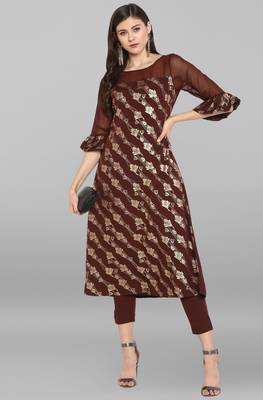 Janasya Brown printed crepe kurtas-and-kurtis 1