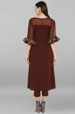 Janasya Brown printed crepe kurtas-and-kurtis 4