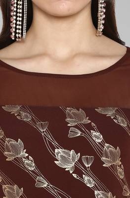 Janasya Brown printed crepe kurtas-and-kurtis 5