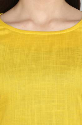 Janasya Janasya Women's Yellow Rayon Kurta With Pant 5