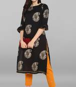 Janasya Janasya Women's Black Cotton Kurta With Pant