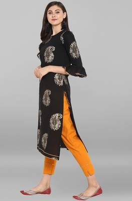 Janasya Janasya Women's Black Cotton Kurta With Pant 3