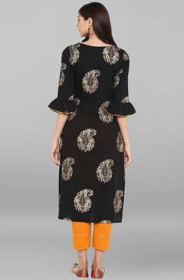 Janasya Janasya Women's Black Cotton Kurta With Pant 4