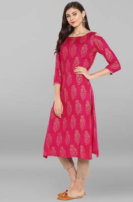 Janasya Janasya Women's Pink Rayon Kurta With Pant 3