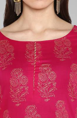 Janasya Janasya Women's Pink Rayon Kurta With Pant 5