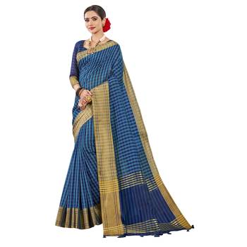 Multicolor printed cotton silk saree with blouse 1