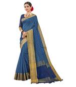 Multicolor printed cotton silk saree with blouse