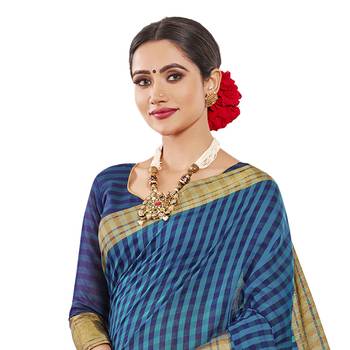 Multicolor printed cotton silk saree with blouse 2