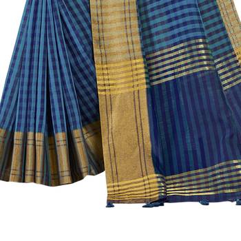 Multicolor printed cotton silk saree with blouse 3