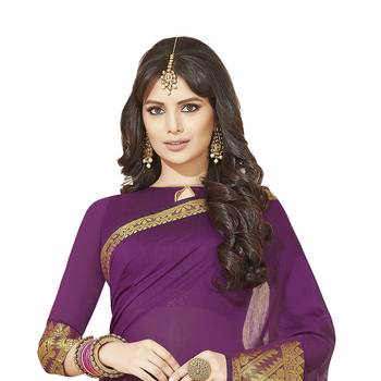 Purple woven chanderi silk saree with blouse 2
