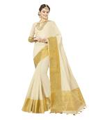 White woven chanderi silk saree with blouse