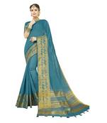 Light blue woven chanderi silk saree with blouse