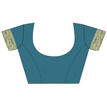 Light blue woven chanderi silk saree with blouse 5