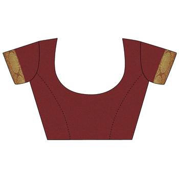 Maroon woven chanderi silk saree with blouse 5