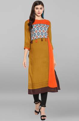 Janasya Multicolor printed rayon kurtis 1