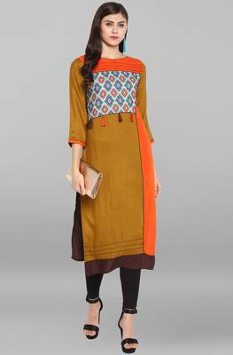 Janasya Multicolor printed rayon kurtis 2