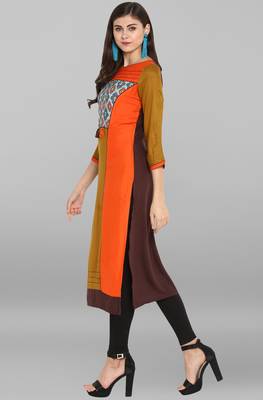 Janasya Multicolor printed rayon kurtis 3