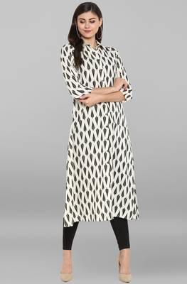 Janasya Cream printed cotton kurtis 2