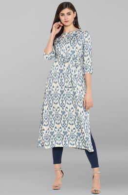 Janasya Multicolor printed rayon kurtis 1