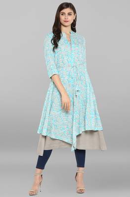 Janasya Multicolor printed cotton kurtis 1