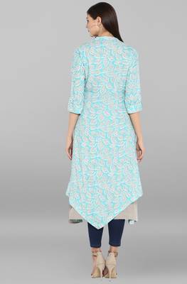 Janasya Multicolor printed cotton kurtis 5