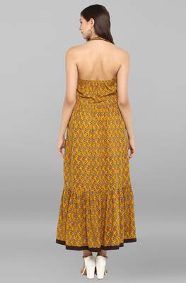 Janasya Mustard printed cotton kurtis 5