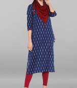 Janasya Blue printed cotton kurtis