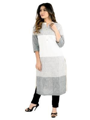 Grey printed cotton kurtis 1