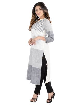 Grey printed cotton kurtis 3