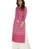 Pink printed cotton kurtis