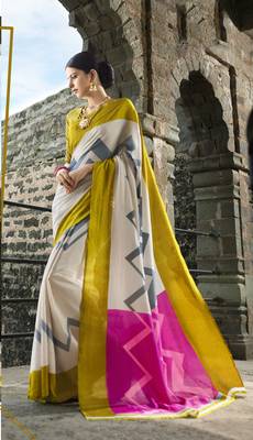 Multicolor Printed Cotton Saree With Blouse 1