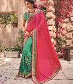 Rani Pink Embroidered Georgette Saree With Blouse