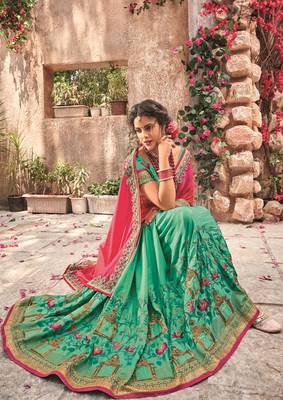 Rani Pink Embroidered Georgette Saree With Blouse 2