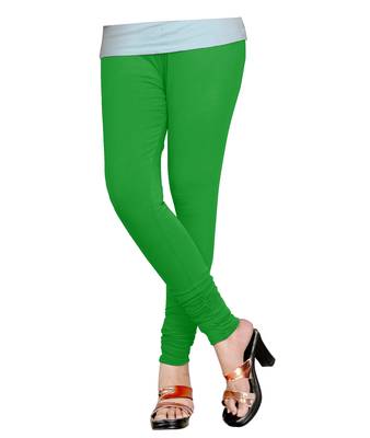 Green Cotton Churidar Leggings for Women's and Girl's (Free Size) 2