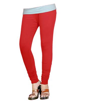 Red Cotton Churidar Leggings for Women's and Girl's (Free Size) 1