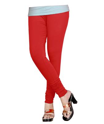Red Cotton Churidar Leggings for Women's and Girl's (Free Size) 2