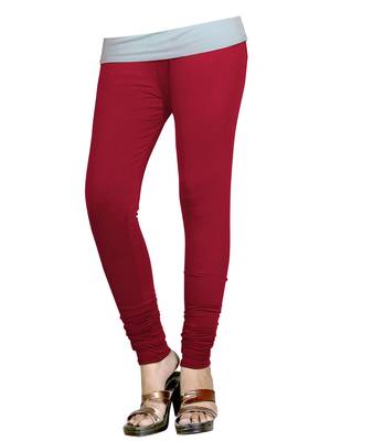 Maroon Cotton Churidar Leggings for Women's and Girl's (Free Size) 1