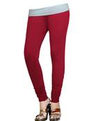 Maroon Cotton Churidar Leggings for Women's and Girl's (Free Size)