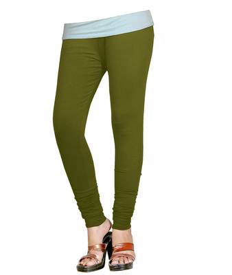 Olive Cotton Churidar Leggings for Women's and Girl's (Free Size) 1