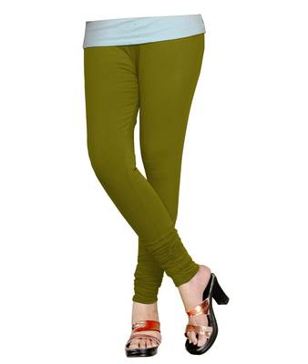 Olive Cotton Churidar Leggings for Women's and Girl's (Free Size) 2