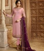 Pink Georgette Salwar With Dupatta