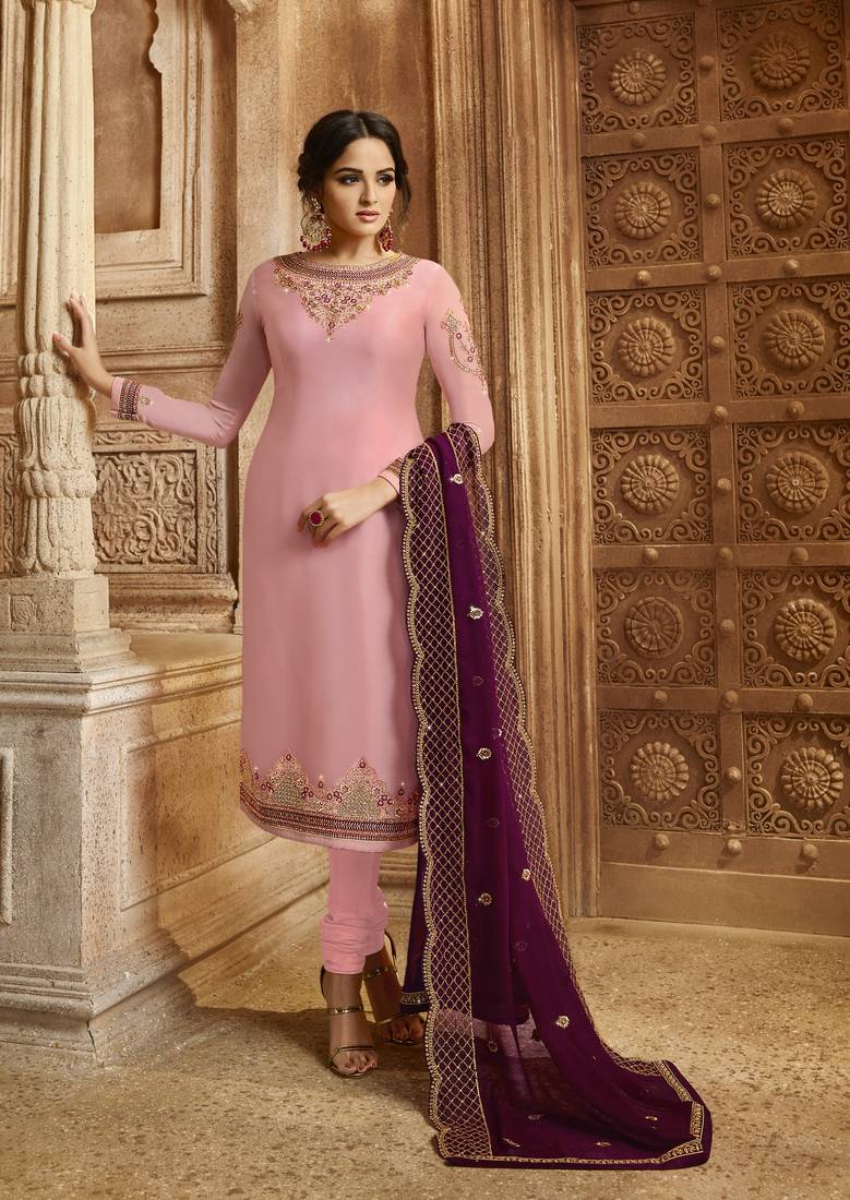 Pink Georgette Salwar With Dupatta