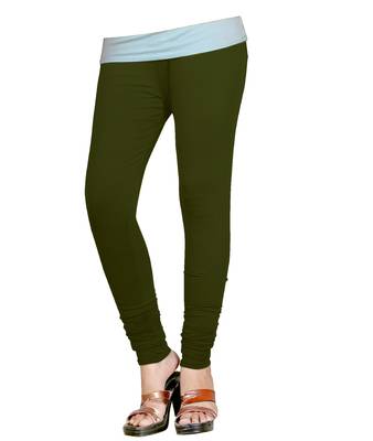 DarkOliveGreen Cotton Churidar Leggings for Women's and Girl's (Free Size) 1