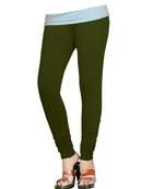 DarkOliveGreen Cotton Churidar Leggings for Women's and Girl's (Free Size)