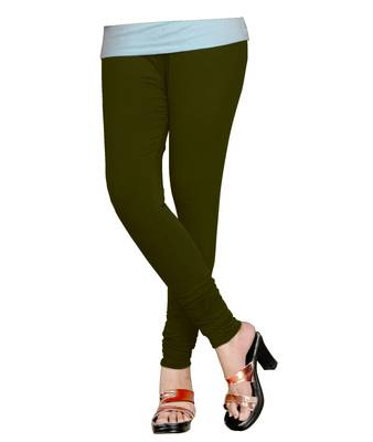 DarkOliveGreen Cotton Churidar Leggings for Women's and Girl's (Free Size) 2