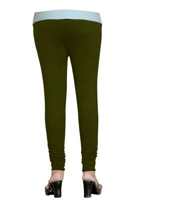 DarkOliveGreen Cotton Churidar Leggings for Women's and Girl's (Free Size) 3