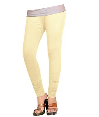 Cream Cotton Churidar Leggings for Women's and Girl's (Free Size) 1