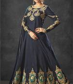 Blue embroidered raw silk salwar