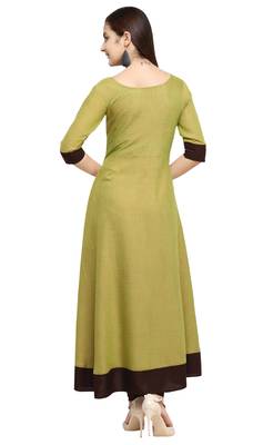 Green embroidered rayon long kurti 3